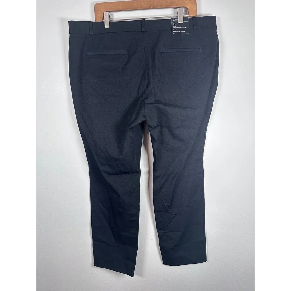 Banana Republic Sloan Slim Ankle Pants Womens 18 Black Professional Office NEW